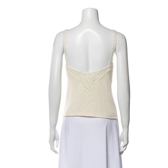 2006 Chanel Knit Cashmere Lace Cream Tank Top - Picture 3 of 15